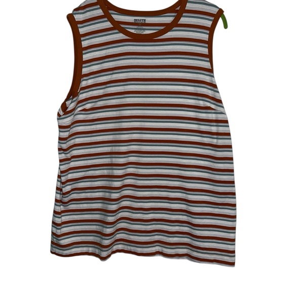 Duluth Trading Co Tops - Duluth Trading Co. Armachillo Striped Tank Top | 2X | Rust Sage White 100% Cotto